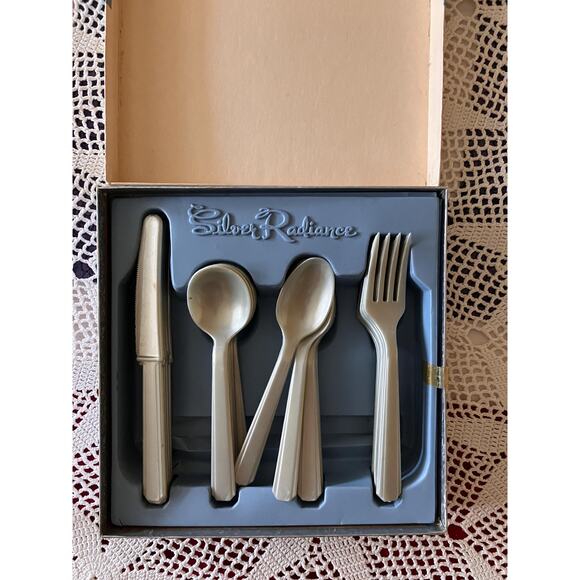 Vintage Silver Radiance Flatware Set: Mid-Century Plastic Silverware, 1950s - Picture 2 of 4
